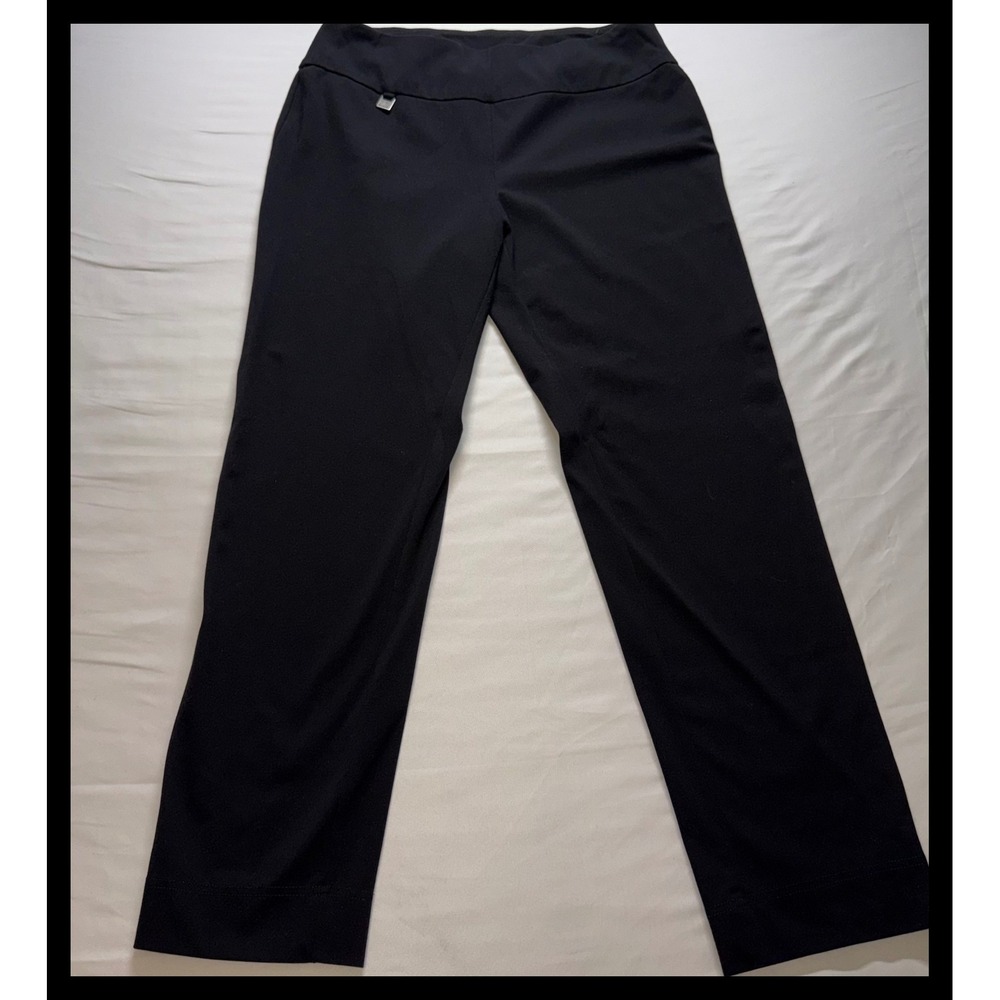 Slim-Sation Pull On Straight Leg Pants Women Size 8 Black Stretch Comfort Office